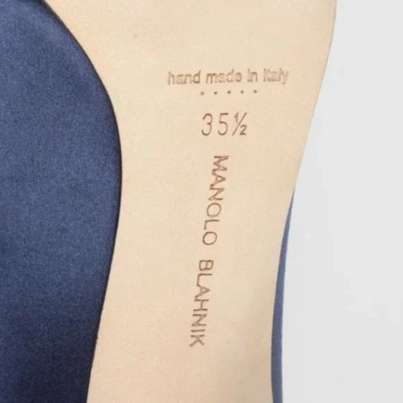 Manolo Blahnik Hangisi Blue Satin Jewel Pumps - Picture 6 of 11